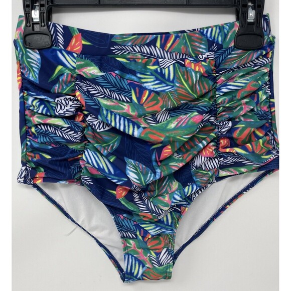 Women’s Avidlove Bikini Swim Bottom Ruched Floral Tropical High Waist Medium NWT - Picture 1 of 8